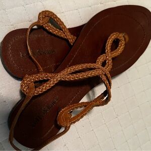 Kelly & Katie Brown Sandals with Wraparound Lacing 9.5